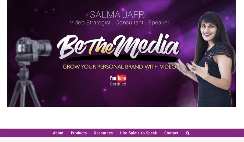 salma jafri'nin medya markası olduğunu belirten web sitesinin ekran görüntüsü