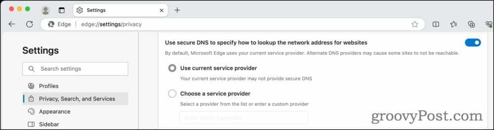Microsoft Edge'de Şifrelenmiş DNS Ayarları