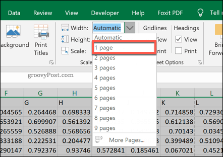 Excel'de sayfa yazdırma ölçeği seçenekleri