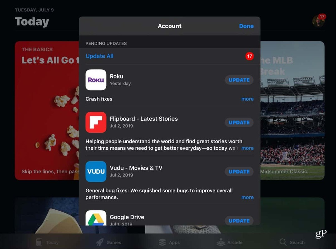 App Store'da iOS 13'teki Uygulamaları Bulma ve Manuel Olarak Güncelleme