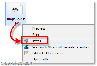 Windows 7'ye yazı tipi eklemek için yükle 