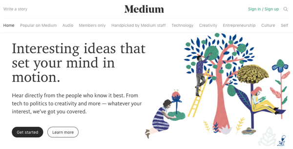 Medium, konumlandırmanızı hızlı bir şekilde başlatmanıza yardımcı olacak yerleşik bir kitleye sahiptir.