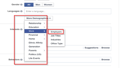 facebook reklamı işyeri hedefleme seçenekleri
