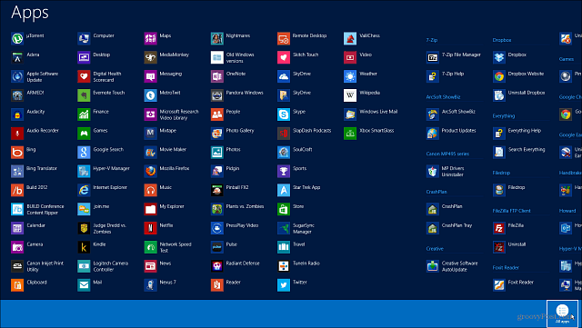 Tüm Windows 8 Programlarını ve Uygulamalarını Görüntüleme ve Yönetme