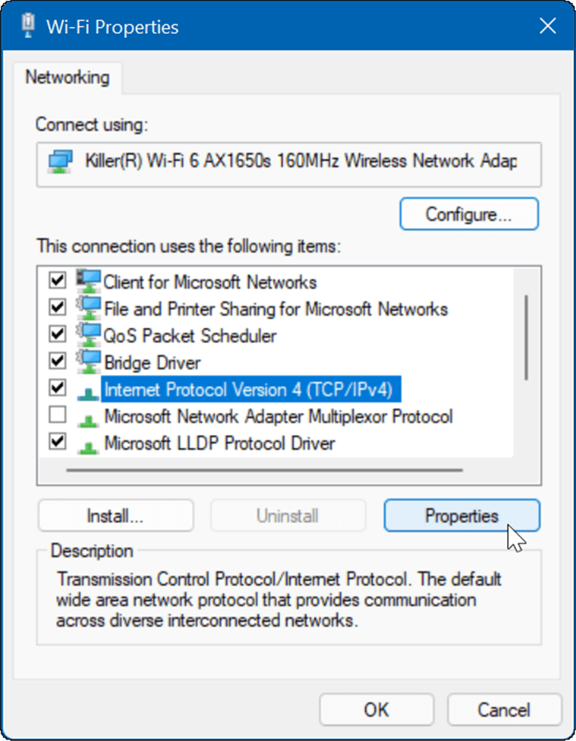 wi-fi özellikleri, Windows 11'de yavaş interneti düzeltir
