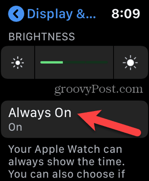 Apple Watch'unuzdaki Ayarlar'da Her Zaman Açık'a dokunun