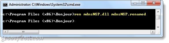 bonjour'un yüklenmesini önlemek için mdnsnsp.dll dosyasını yeniden adlandırın