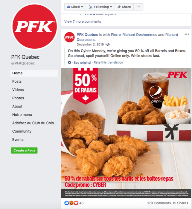 PFK Facebook sayfası