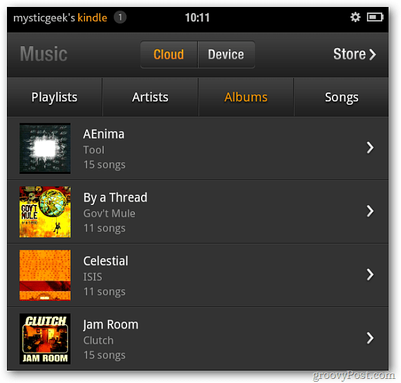 Cloud Player'dan Kindle Fire Müzik