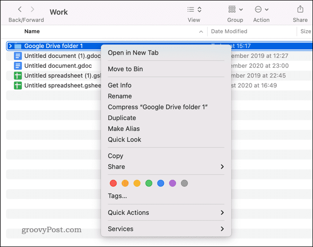 Mac'te Google Drive'da bir klasörü kopyalama