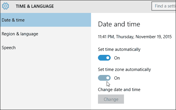 Saat dilimini otomatik olarak ayarlama Windows 10