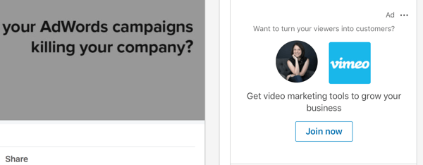 LinkedIn Dinamik İçerik reklamı örneği.