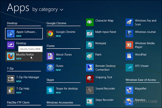 Tüm Uygulamalar Windows 8.1