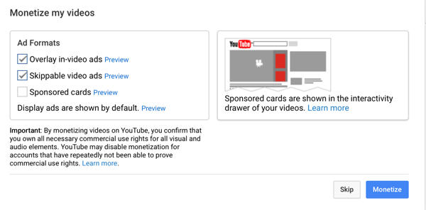 youtube reklam türlerini seçin