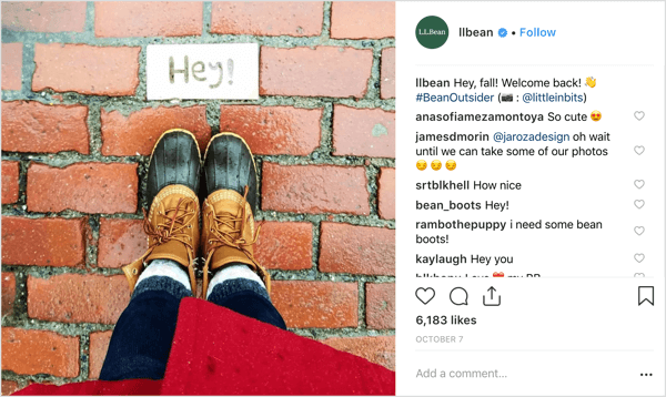 L.L. Bean's Instagram'dan sonbahar havası, moda ve filtreler.