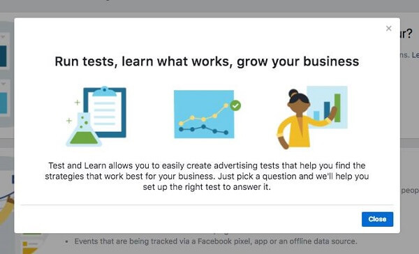 Facebook Business Manager yeni bir Test ve Öğrenme Aracı sunuyor.