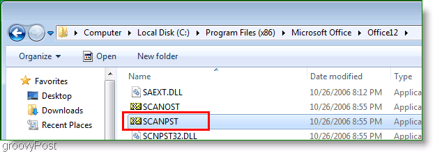 Ekran görüntüsü - Outlook 2007 ScanPST