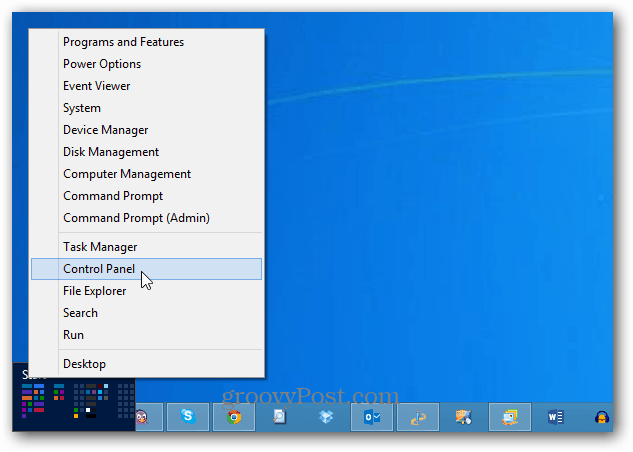 Denetim Masası Windows 8 Güç Menüsü