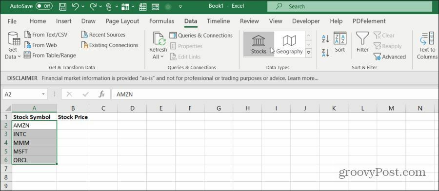 Excel'e hisse ithalatı