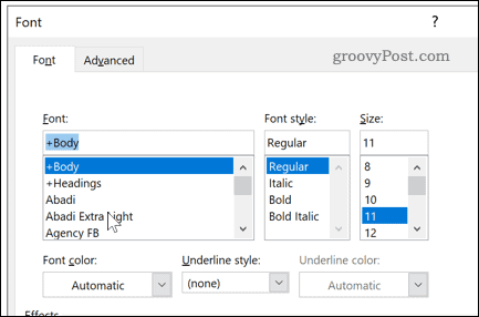 Word'deki yazı tipi ayarları