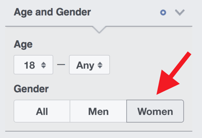 Hedef kitlenizin neredeyse tamamı kadınsa Yaş ve Cinsiyet Altındaki Kadınlar'ı seçin.