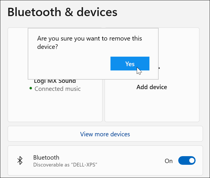 Bluetooth Aygıtının kaldırılmasını doğrulayın