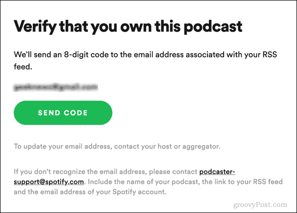 spotify podcast için doğrulama kodu gönder