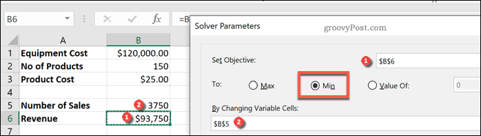 Excel Çözücü değişkenlerini ayarlama