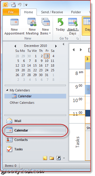 Google Takvim'den Outlook 2010'a