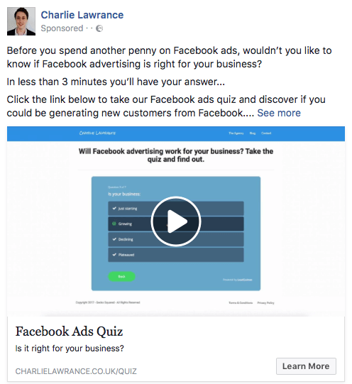 Kullanıcılara kurşun mıknatıs içeriğinin bir önizlemesini sunmak için Facebook video reklamlarını kullanın.