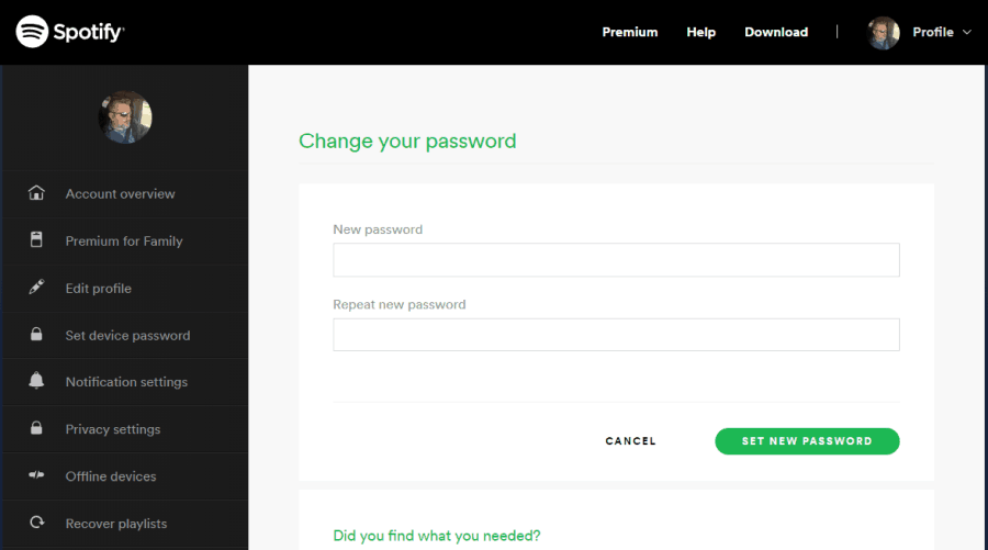 spotify şifresini sıfırla