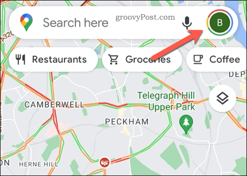 Google Haritalar'da profil simgenize dokunun