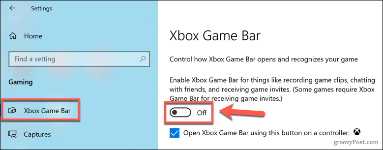 Windows 10'da Xbox Game Bar'ı devre dışı bırakma