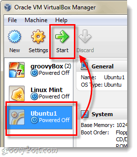Ubuntu vm'yi başlat