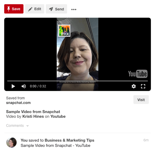 snapchat hikayesi için pinterest video pini