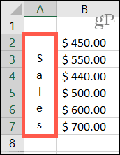 Excel'de dikey metin