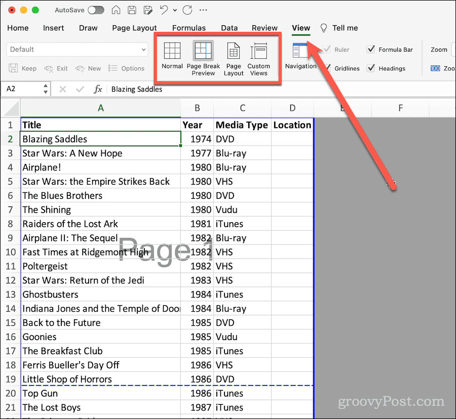 Şeridi Excel'de Görüntüle