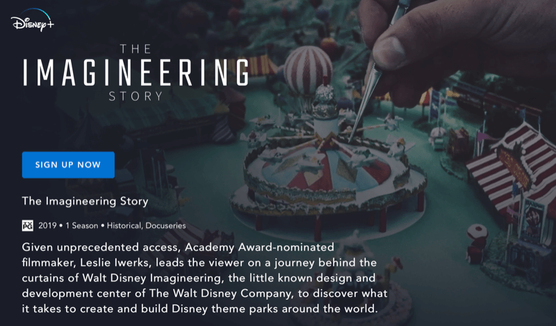 The Imagineering Story için Disney + web sayfası