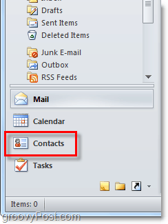 Outlook 2010'daki kişiler listesine erişme