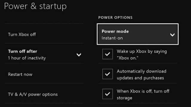 Xbox One Güç Tasarrufu