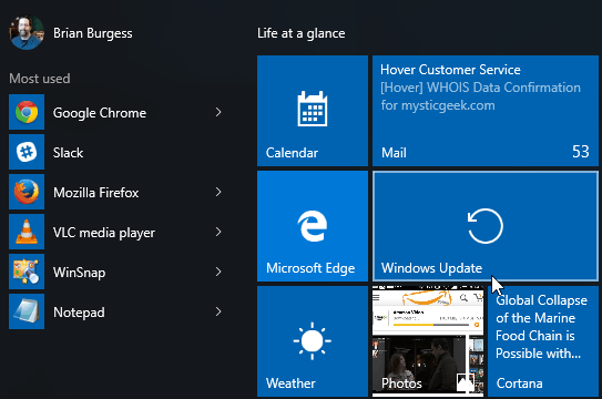 Windows Update Windows 10'u başlatın