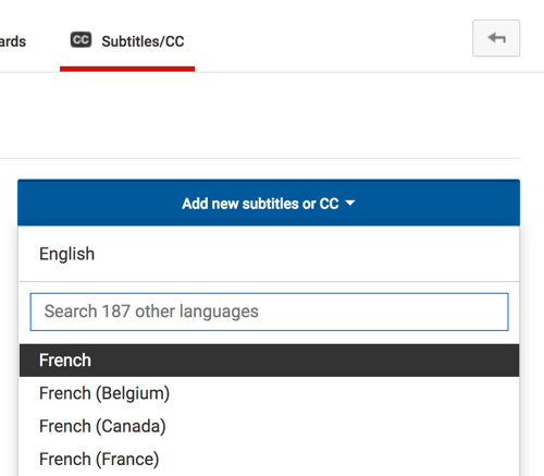 YouTube altyazı dosyanızın dilini seçin.