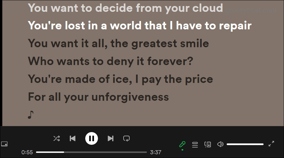 Spotify'da Şarkı Sözlerini Görüntüle