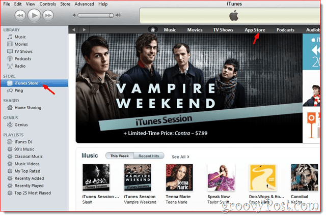 iTunes - Bir hesap oluşturmak için iTunes Store'u tıklayın