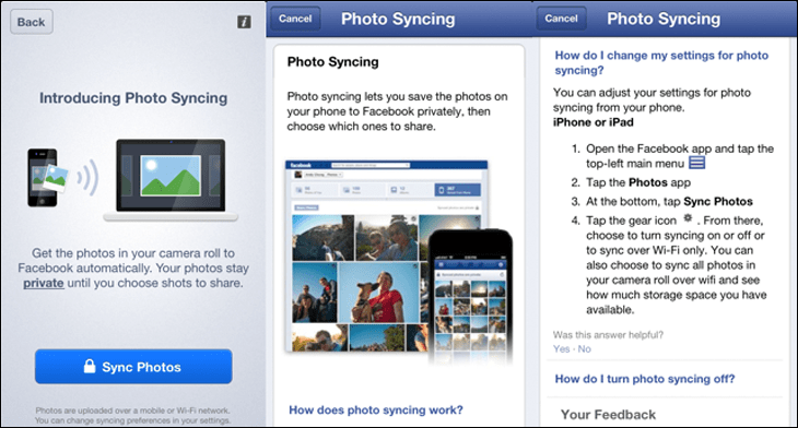 Senkronize Edilen Fotoğrafları Yönetmek için Facebook Anları Uygulamasını Kullanma