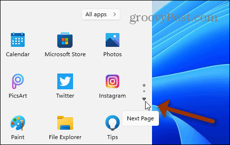 Sonraki Sayfa Windows 11'i Başlatın