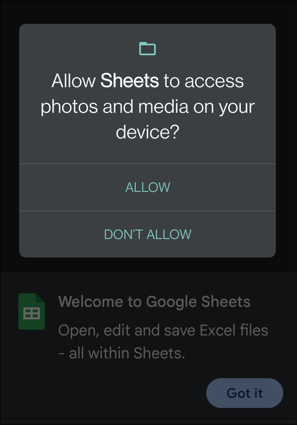 E-Tablolar'ın Android'de açık XLSX dosyalarına erişmesine izin verir