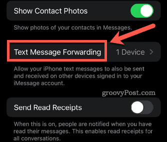iphone metin mesajı iletme