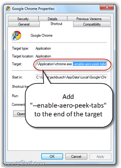 Tüm Google Chrome Sekmelerinde Aero Peek'i Etkinleştir