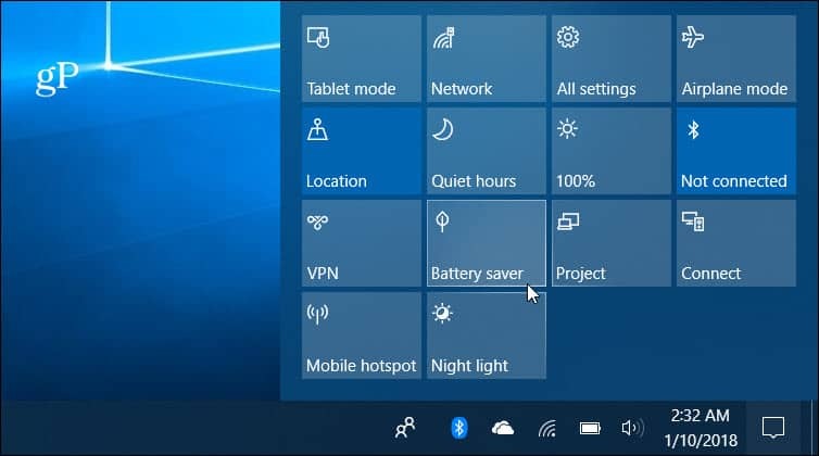 Windows 10 Pil Tasarrufu Eylem Merkezi